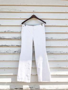 Ann Taylor LOFT Marisa Trouser White Sailor Button Wide Leg Pants Size 6